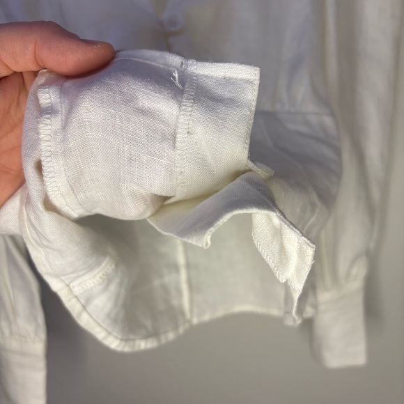 Reformation Finnegan Top Size 2 100% Linen CottageCore Women’s Blouse White - Picture 9 of 9